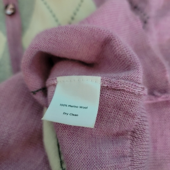 Talbot's Women's Pink/Gray/White Argile Button-Front Sweater Sz M Merino Wool - Picture 11 of 12